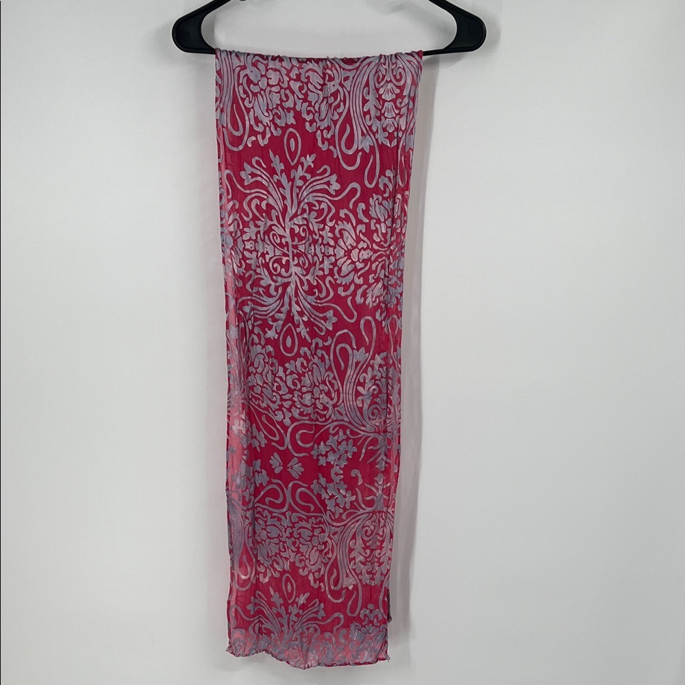 Pink and Silver Filigree Scarf Wrap
